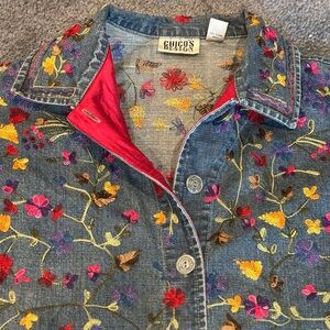 Chico's Design vintage embroidered denim jacket